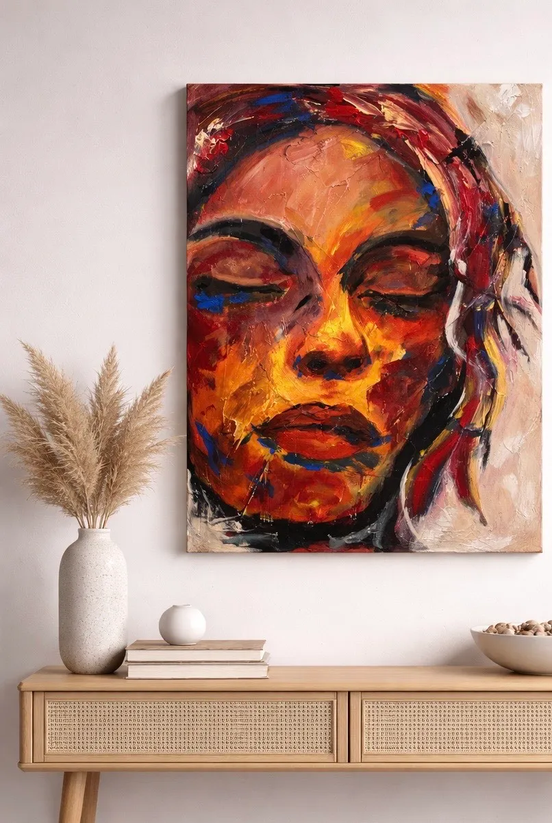 A vibrant abstract contemporary painting titled Faces III